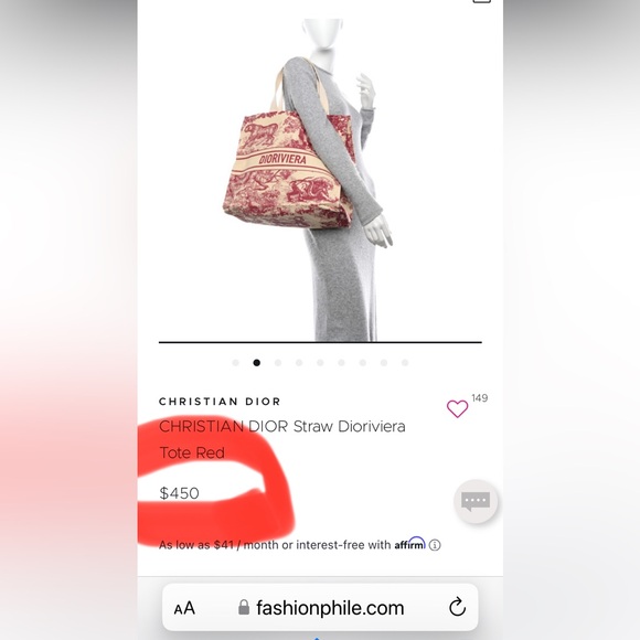 CHRISTIAN DIOR Straw Dioriviera Red VIP Tote - Picture 13 of 13